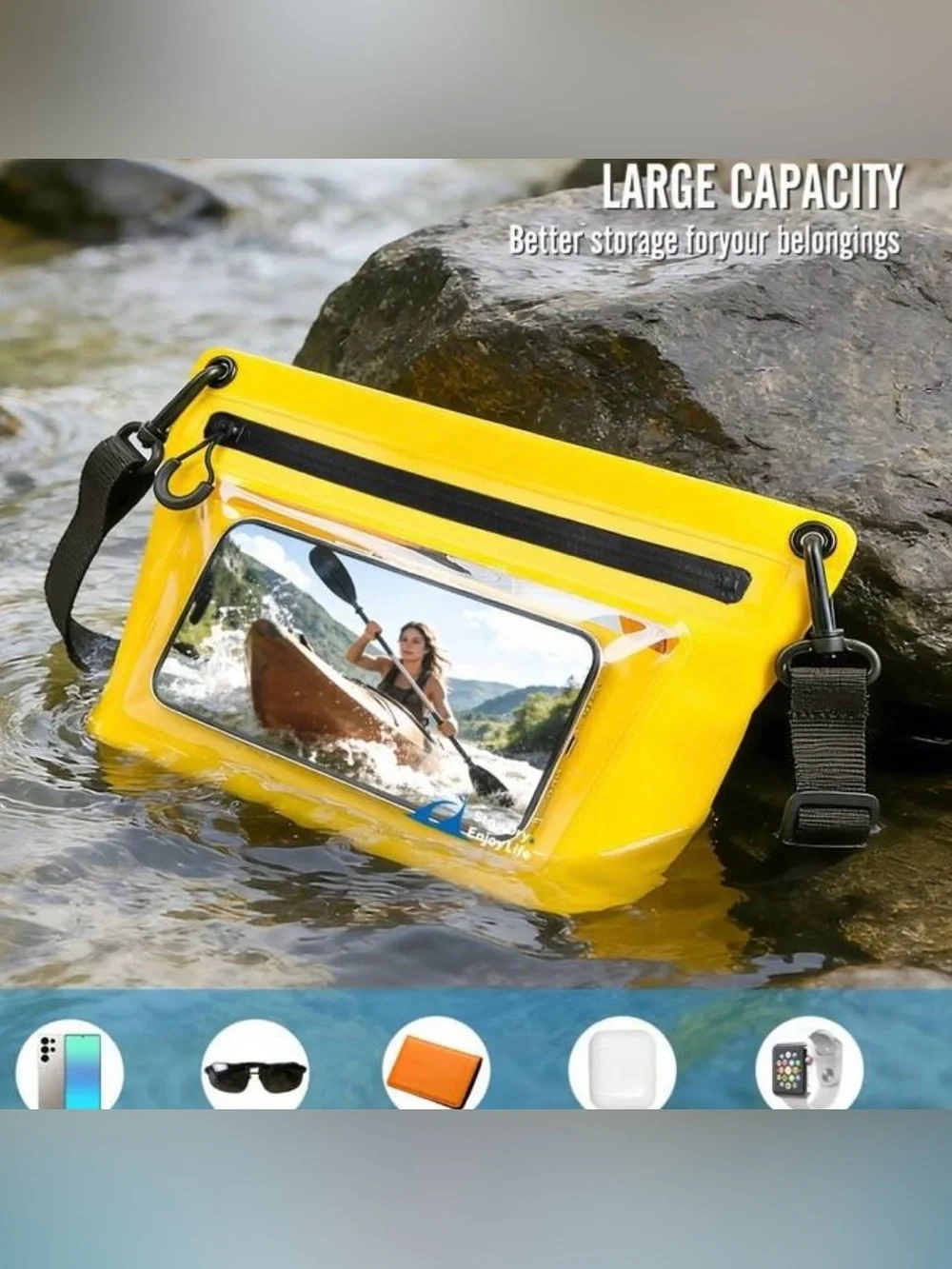 New Waterproof Yellow Tablet & Phone Dry Pouch